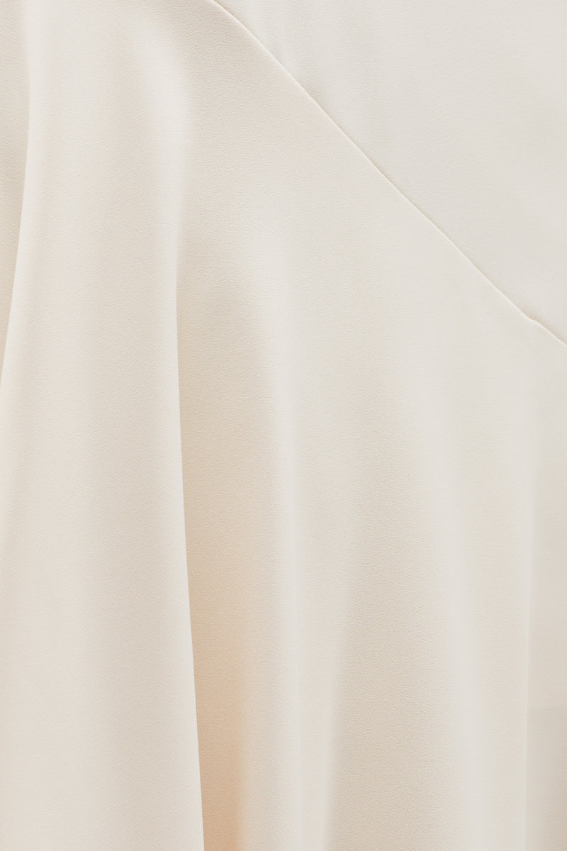 Asymmetrical Panel Ruffled Midi Skirt In Pearl