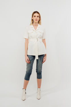 Camp Shirt With Sash In White