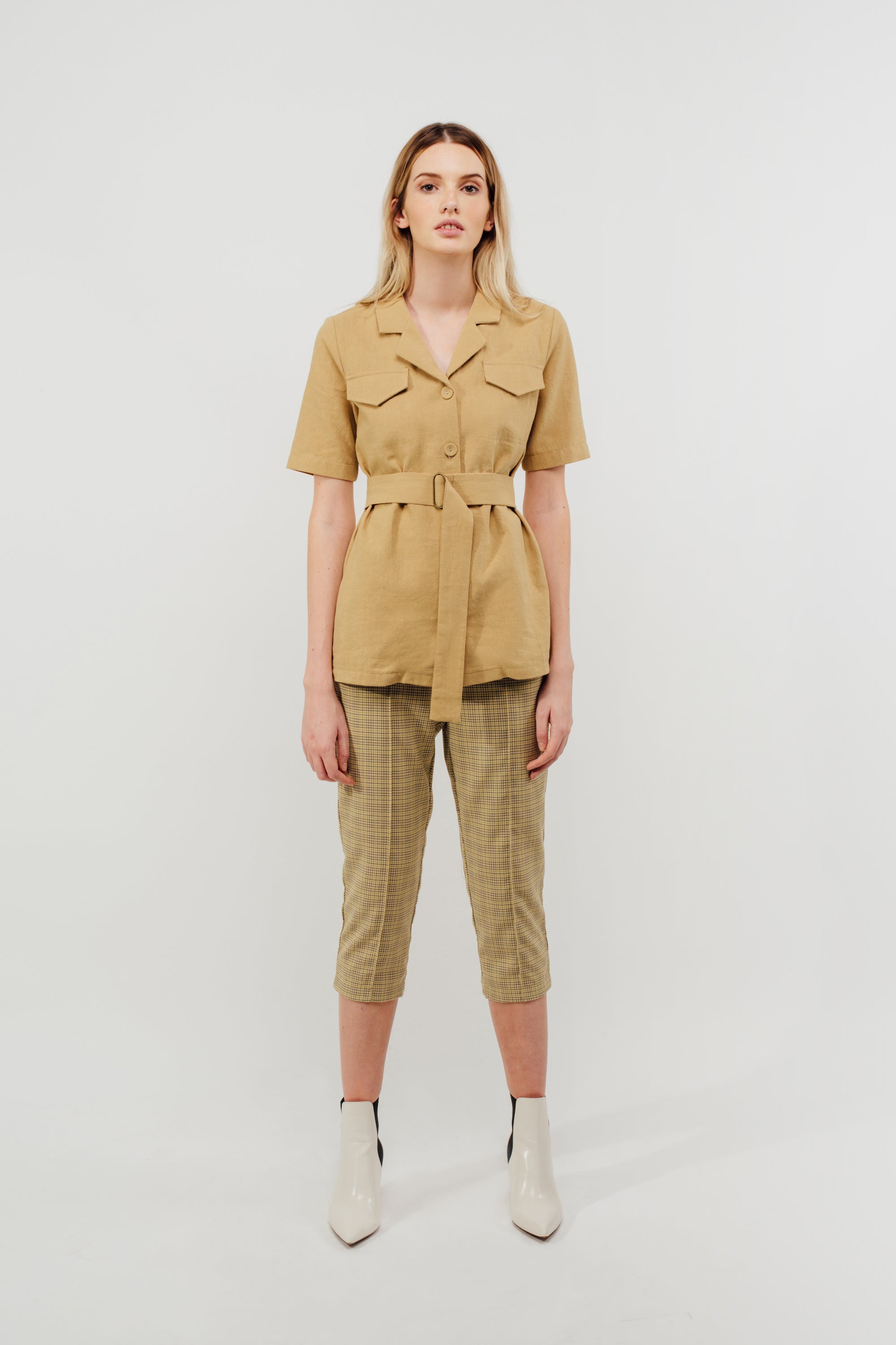 Camp Shirt With Sash In Mustard