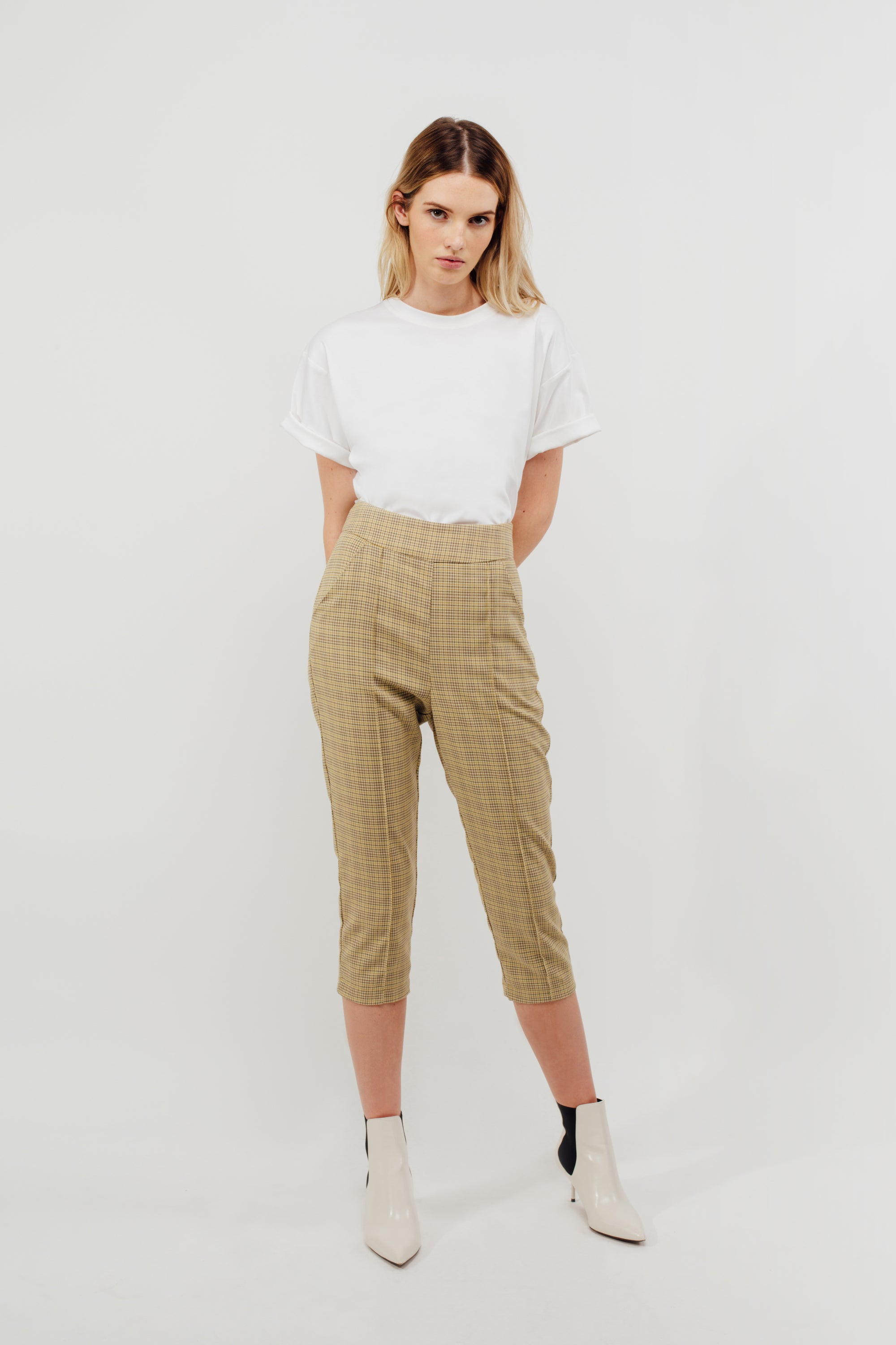 Cropped Tailored Trousers In Tuscany Checked