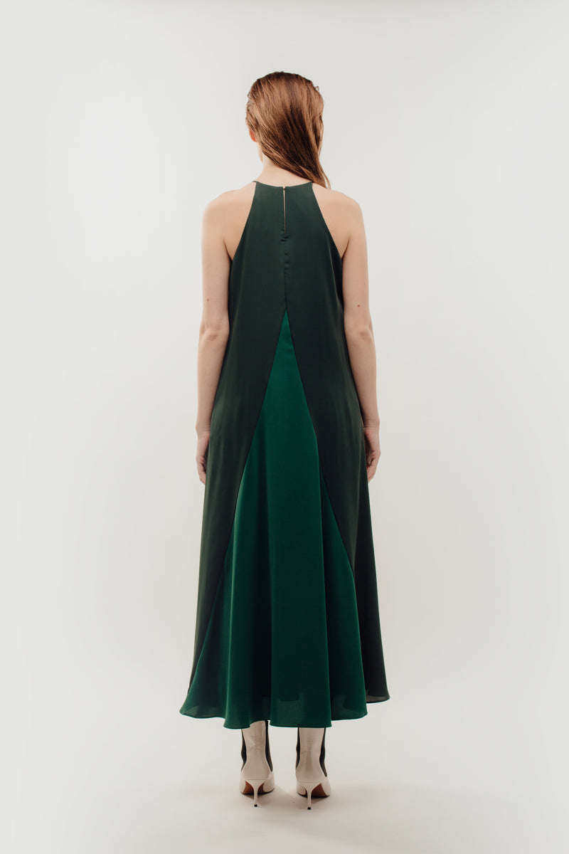 Two Tone Halter Contrasting Maxi In Green