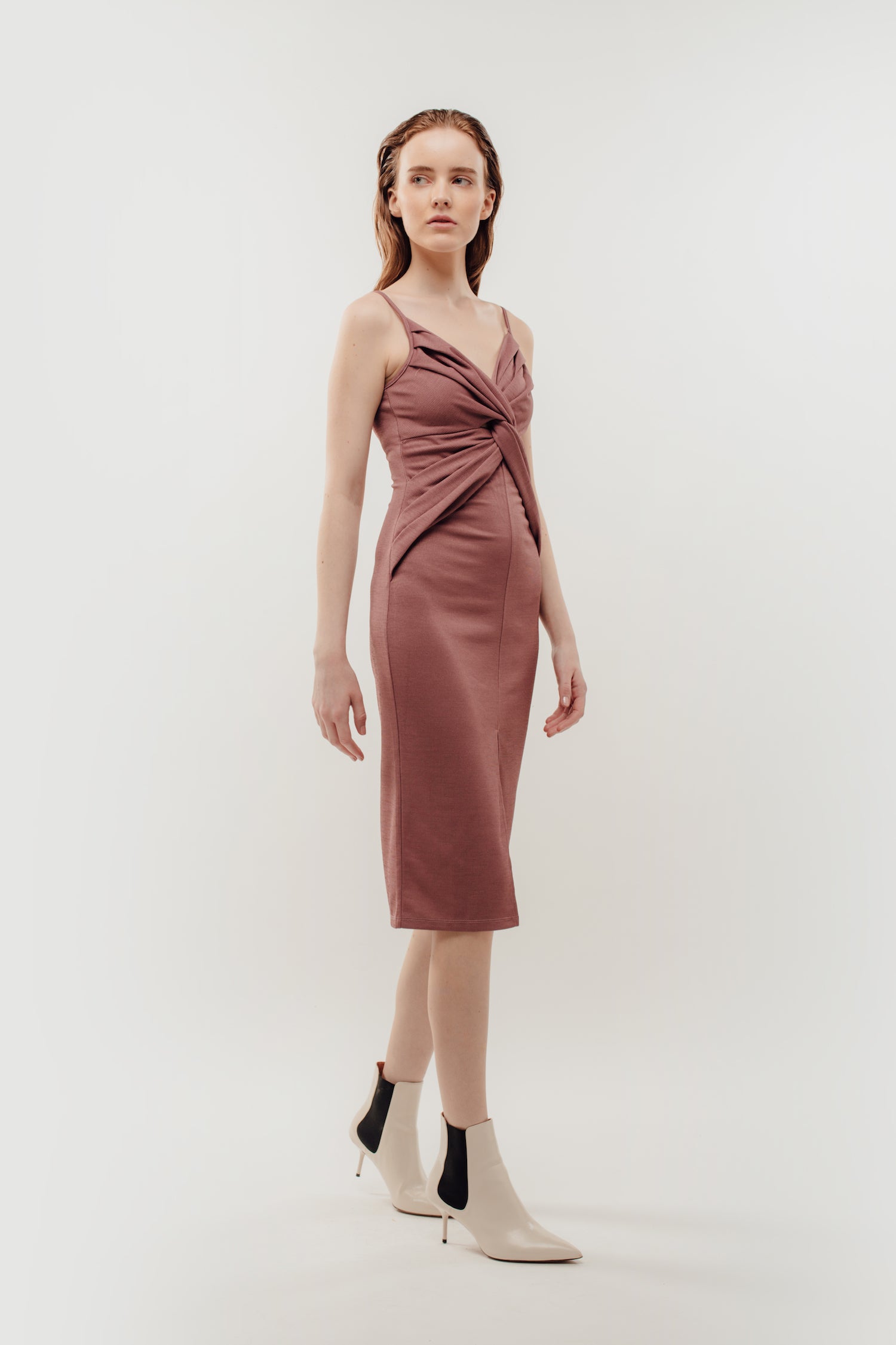 Knotted Dress in Rose Mauve