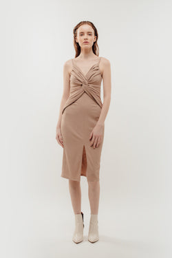 Knotted Dress in Nude Beige