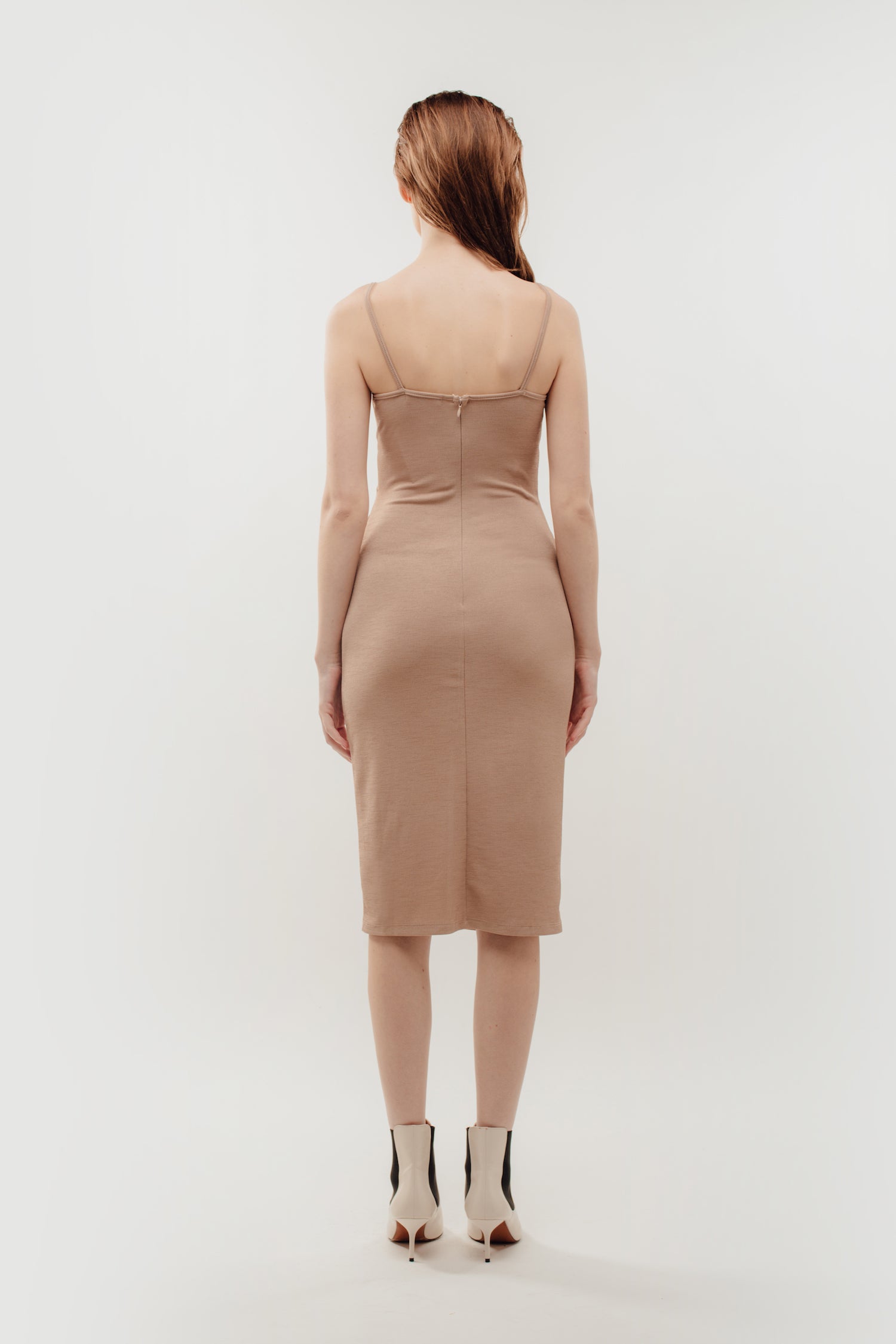 Knotted Dress in Nude Beige