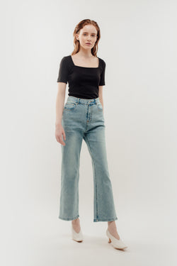 Classic Square Neck Top In Black