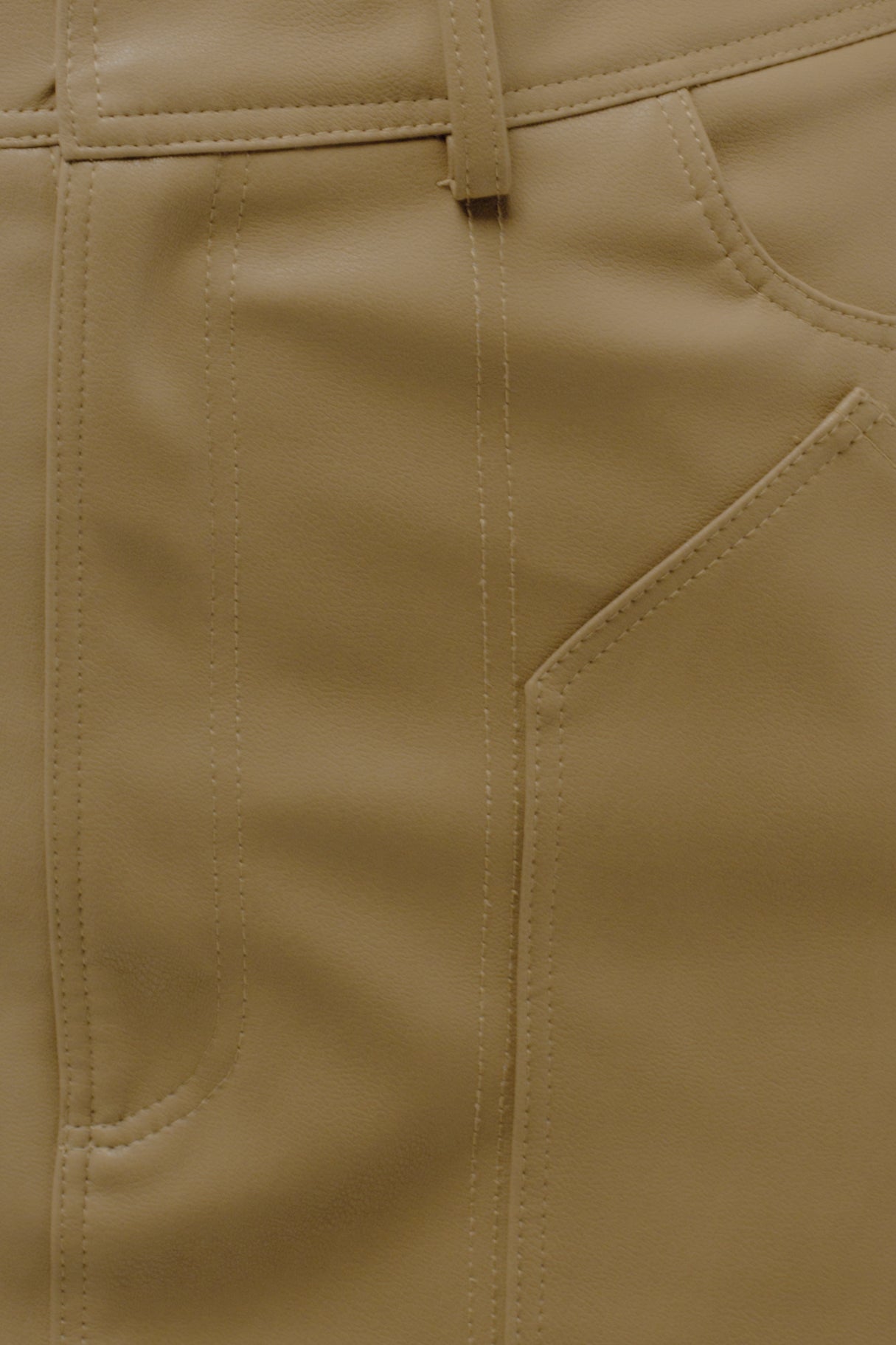 Faux Leather Mini Skirt in Khaki