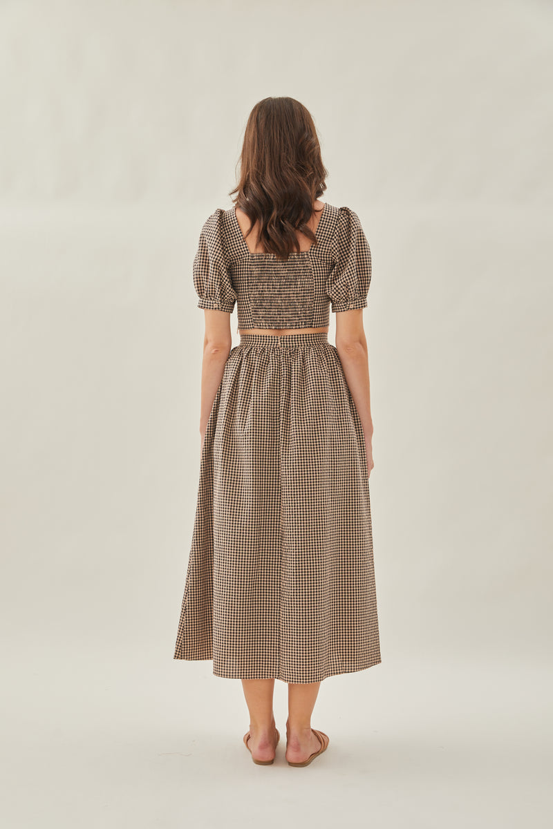 Gathered Cotton Midi Skirt in Fall