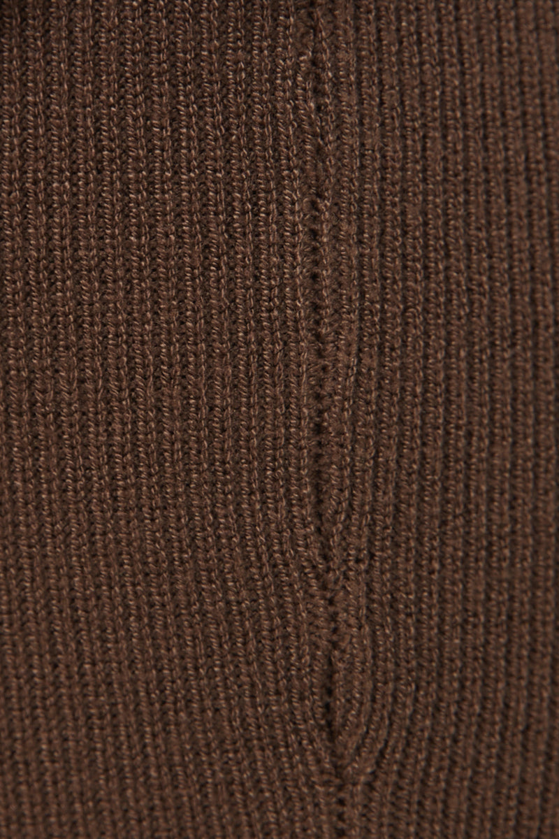 Rounded Square Neck Knit Dress in Soil