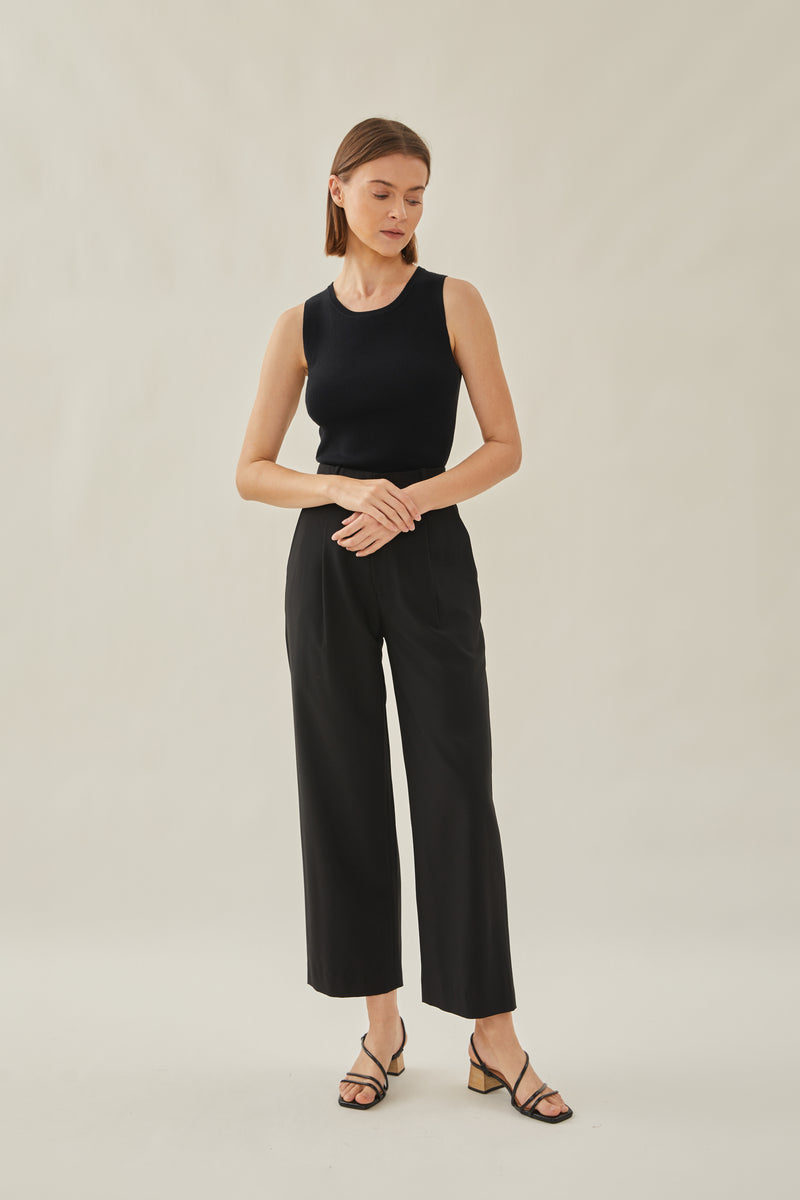 High Waisted Suit Trousers in Black