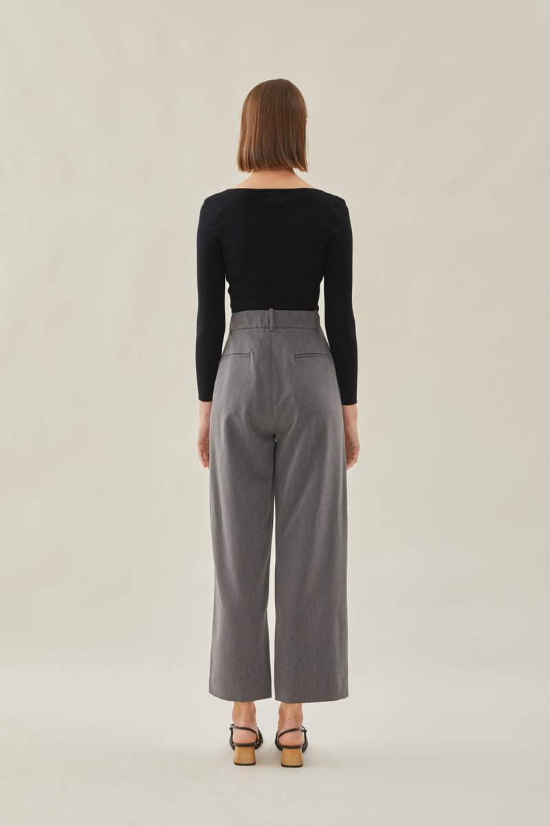 High Waisted Suit Trousers in Grey