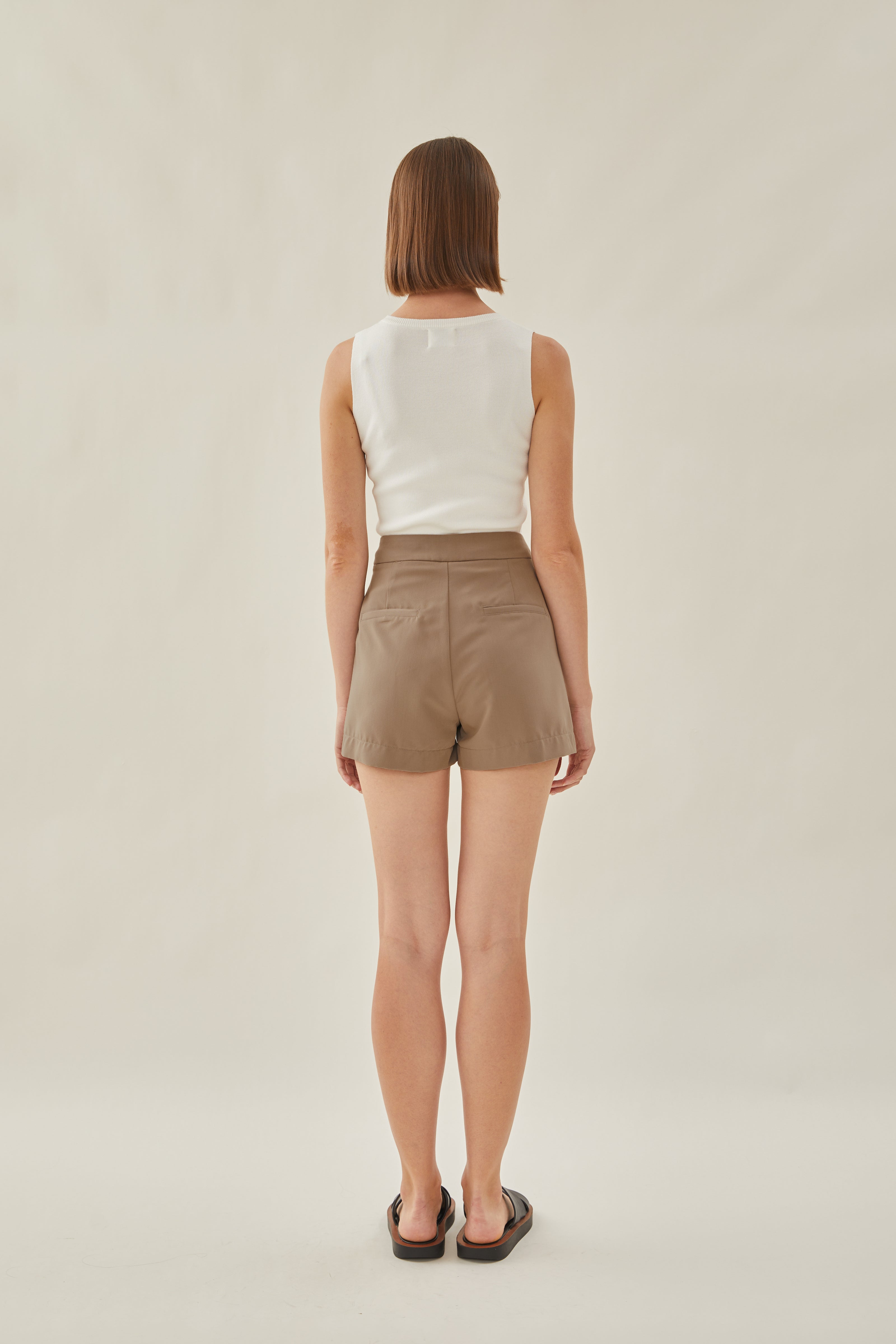 High Waisted Clean Shorts in Husk