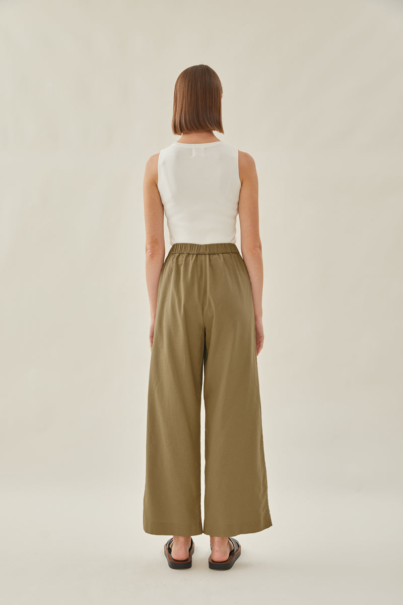 Relaxed Waisted Trousers in Moss