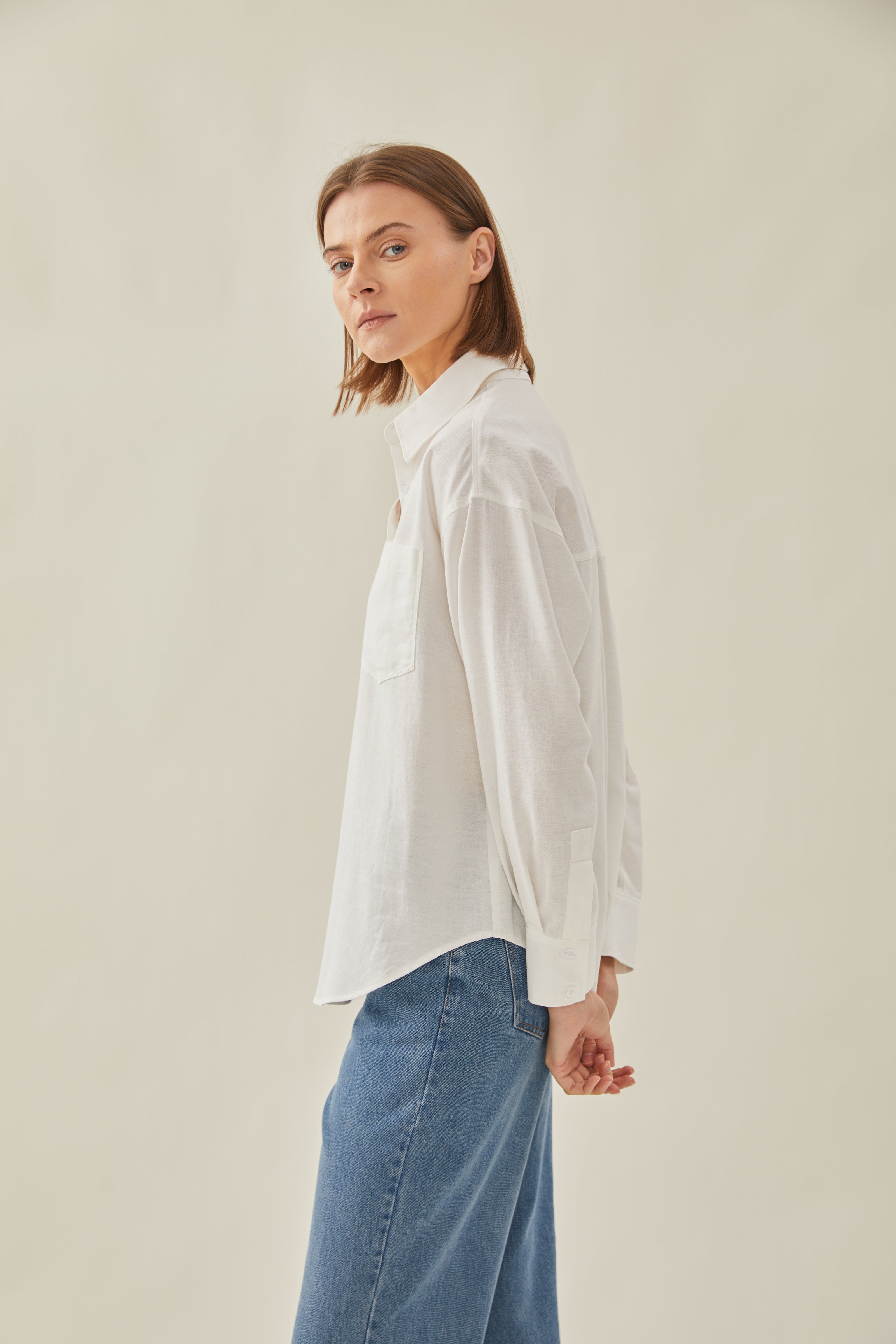 Cotton Relaxed Shirt in White