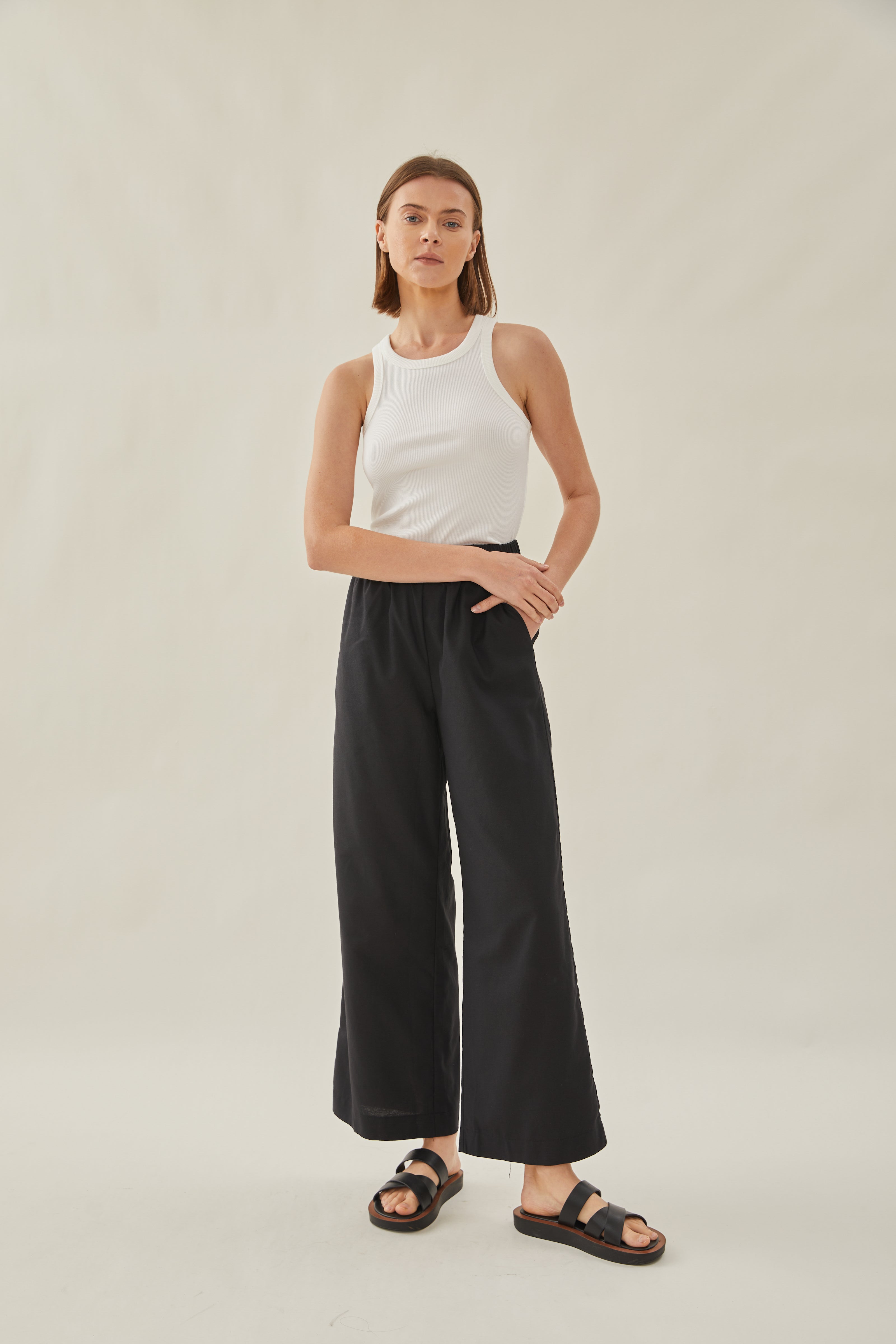 Relaxed Waisted Trousers in Black