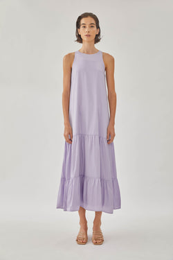 Cotton Blend Tiered Maxi Dress in Orchid