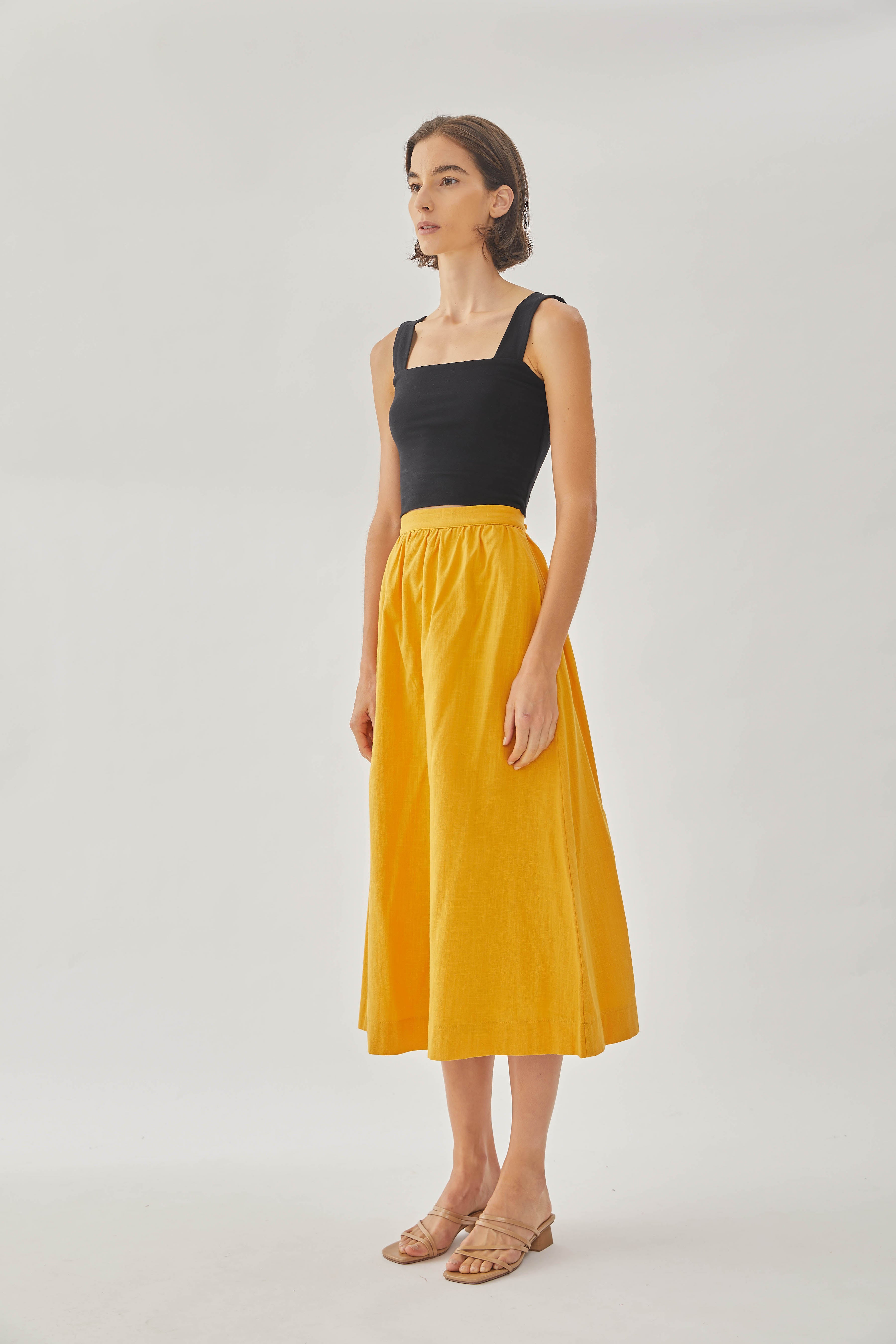Cotton Midi Skirt in Sunburst