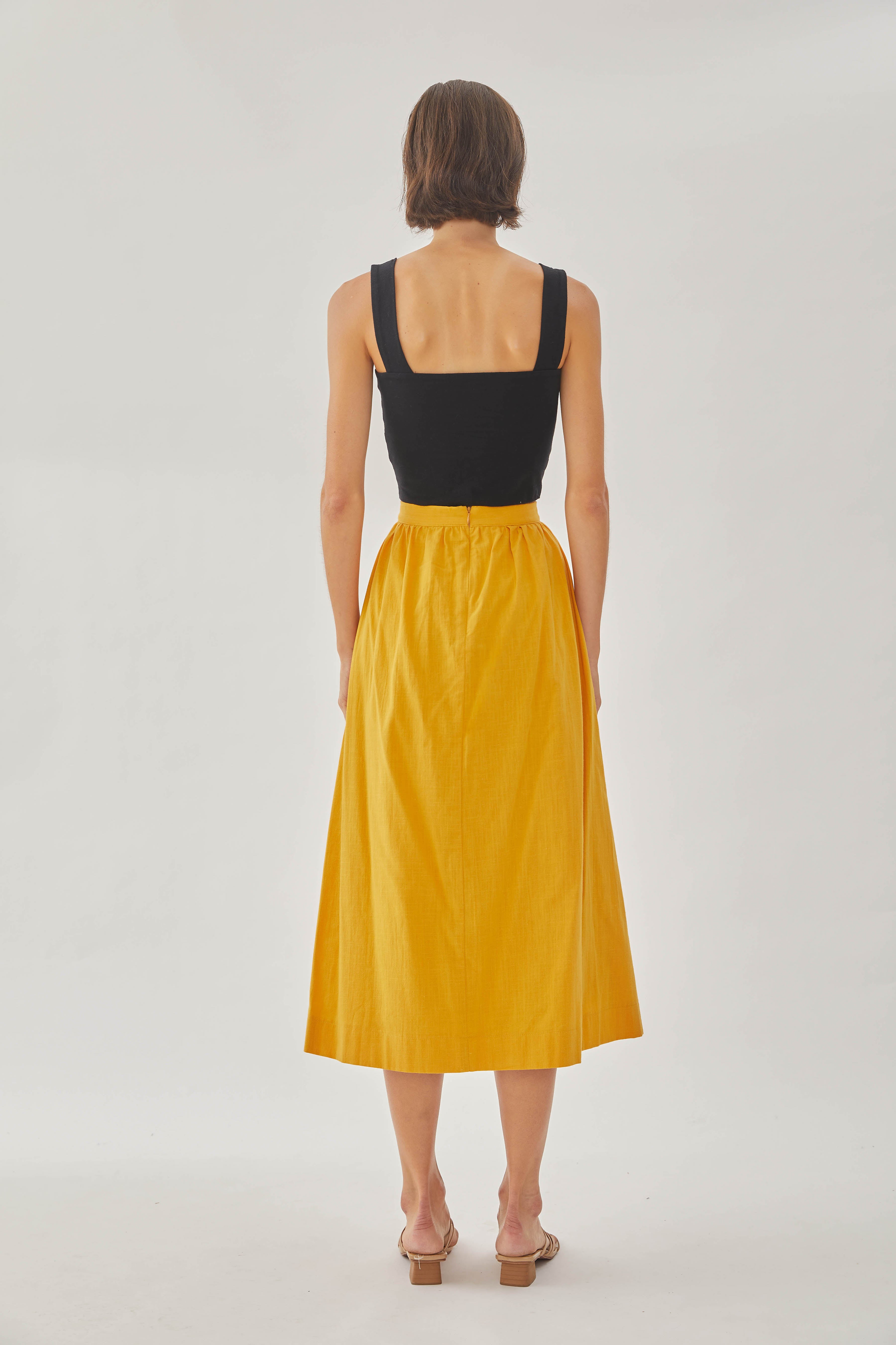 Cotton Midi Skirt in Sunburst