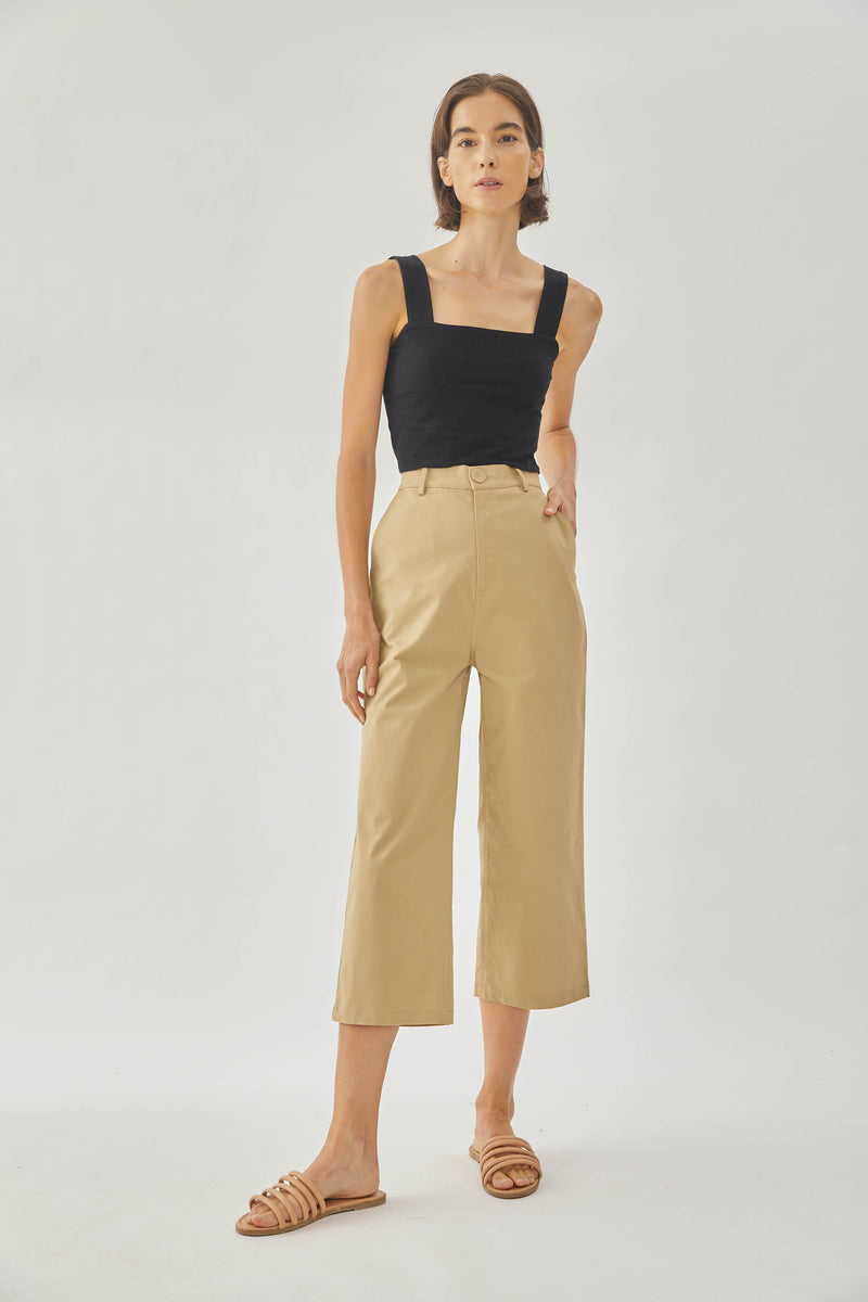 Cotton Blend Culottes in Sand