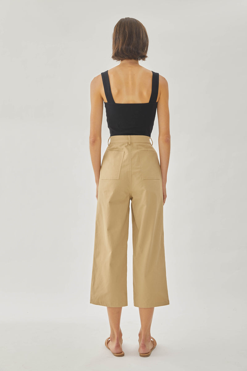Cotton Blend Culottes in Sand