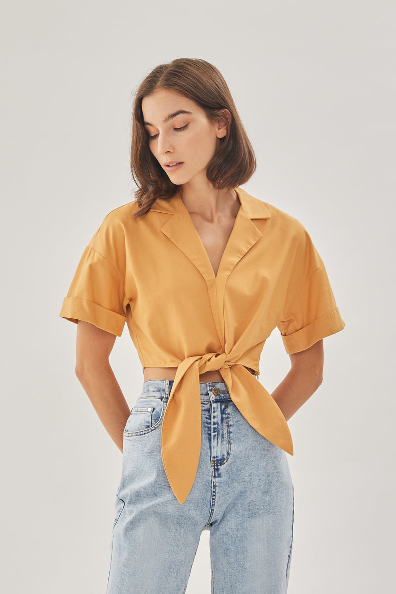 Linen Knotted Shirt in Sunset