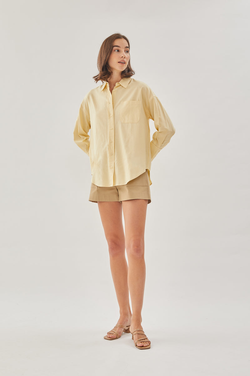 Classic Linen Shirt in Soft Yellow