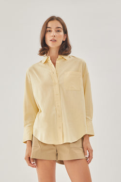 Classic Linen Shirt in Soft Yellow