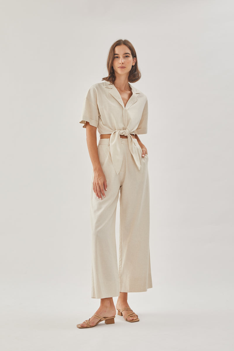 Linen Straight Pants in Natural