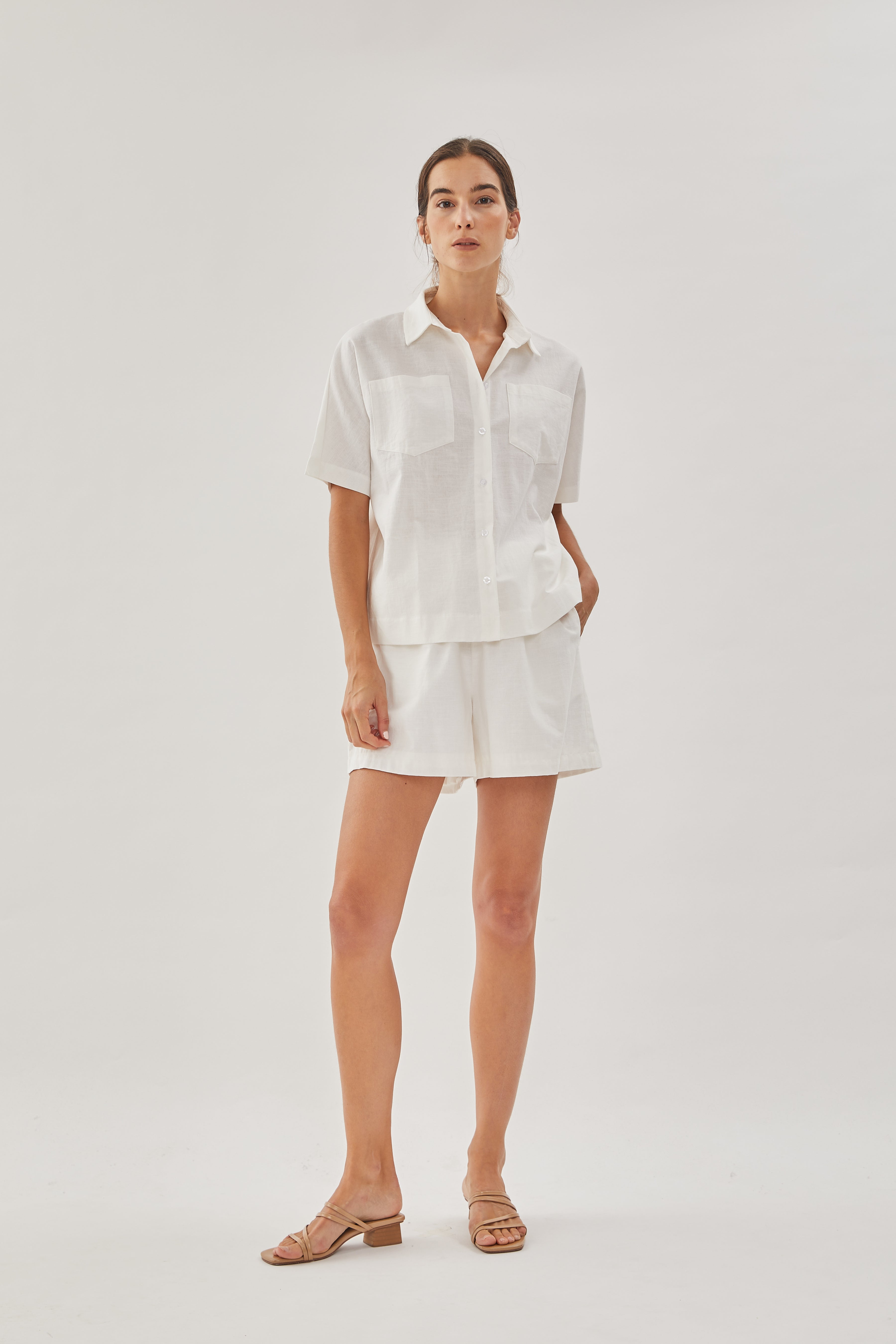 Linen Pocket Shirt in White