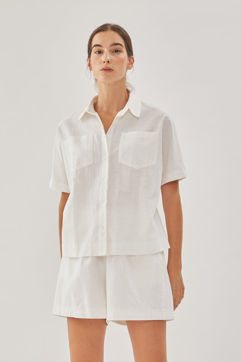 Linen Pocket Shirt in White