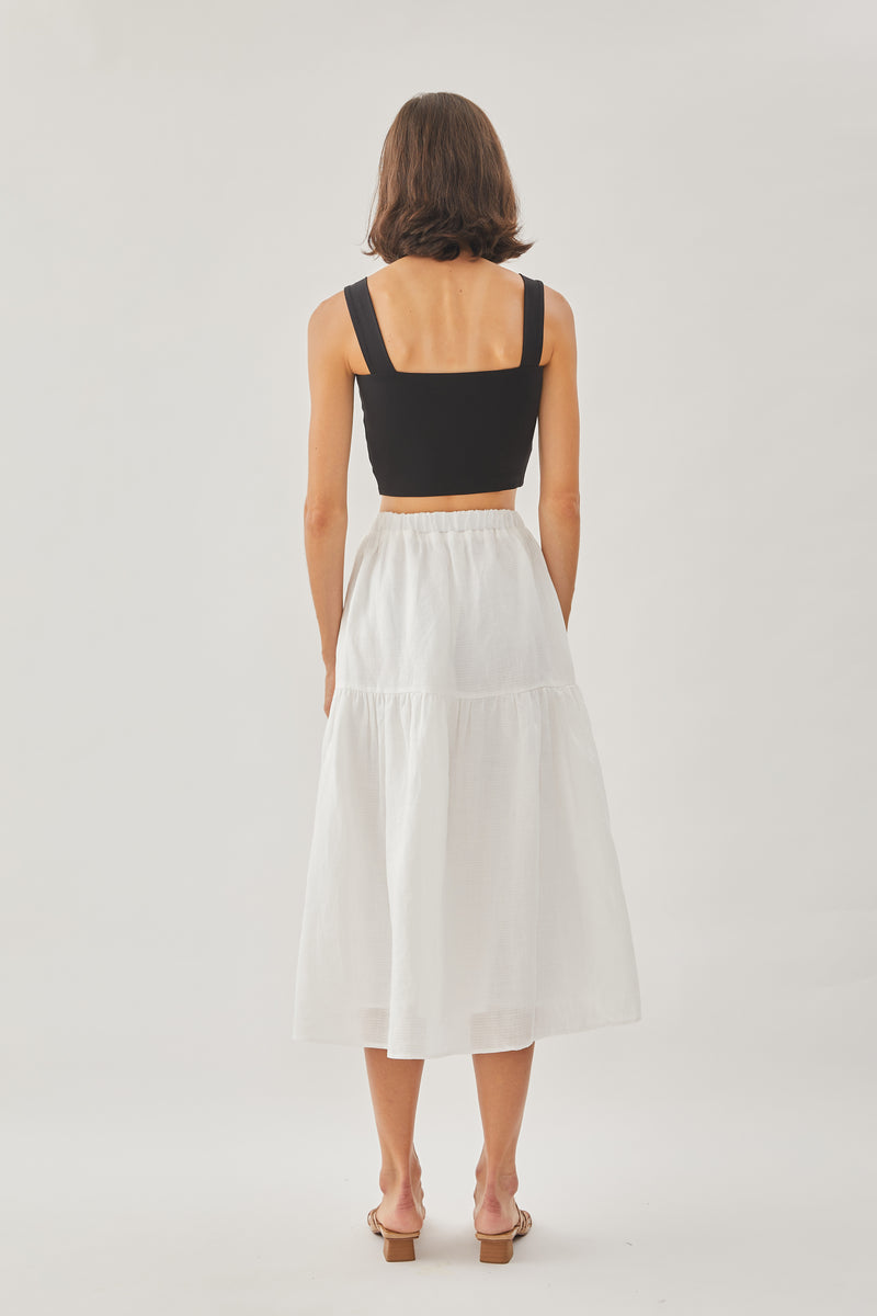 Tencel Midi Skirt in White