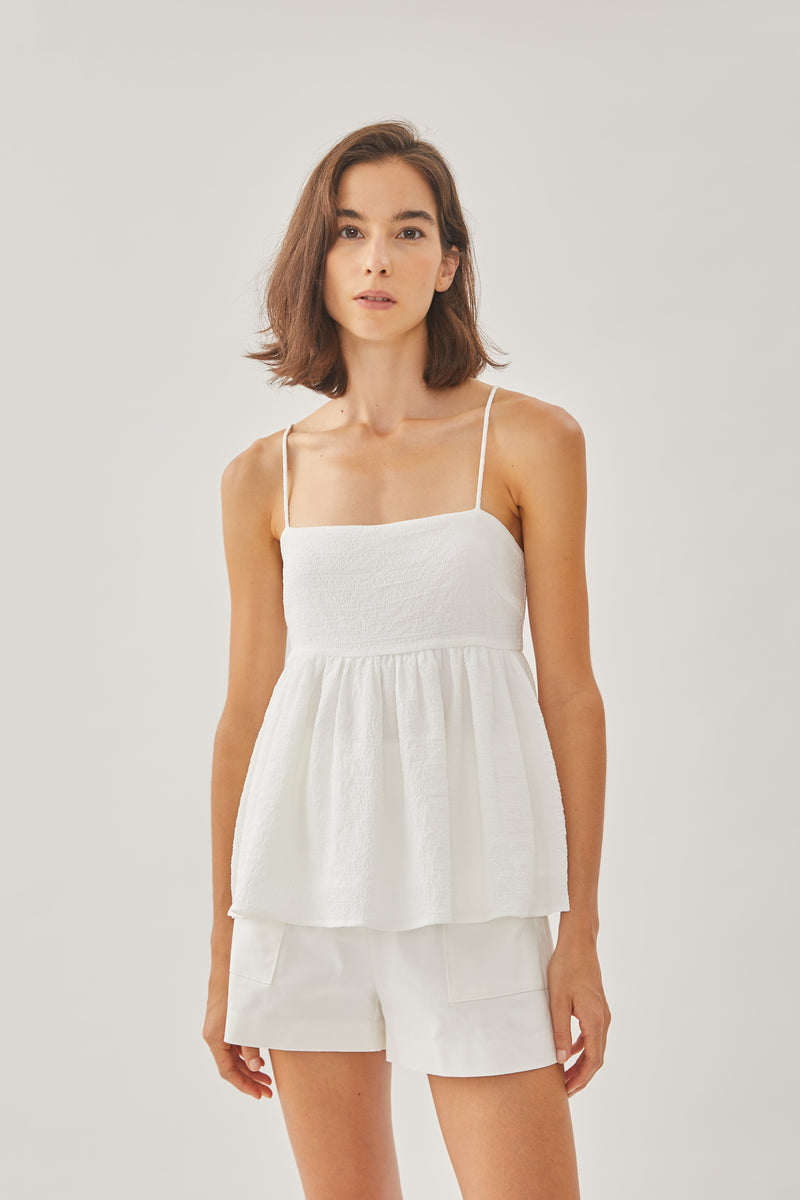 Textured Cami Top in White – KLARRA