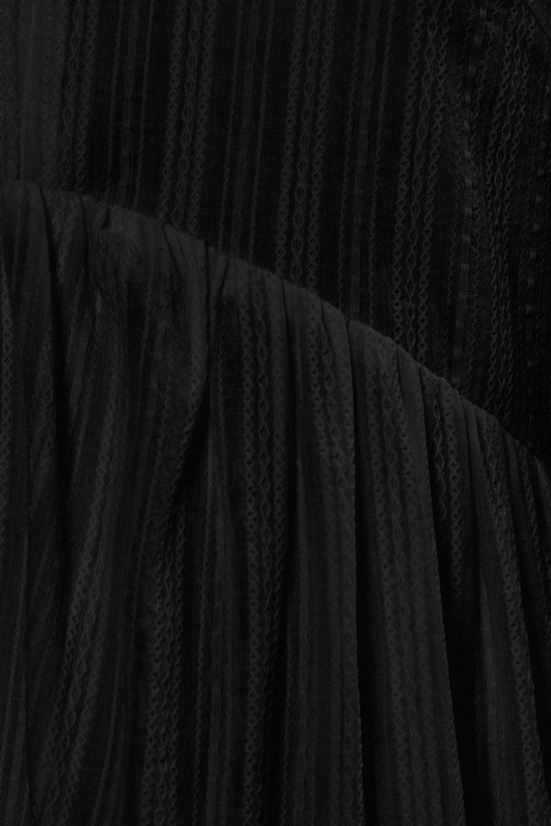 Embroidered Pure Cotton Midi Dress in Black : TXR262
