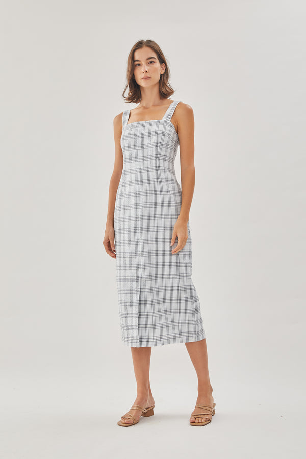 Square Neck Sleeveless Midi Dress in Mist