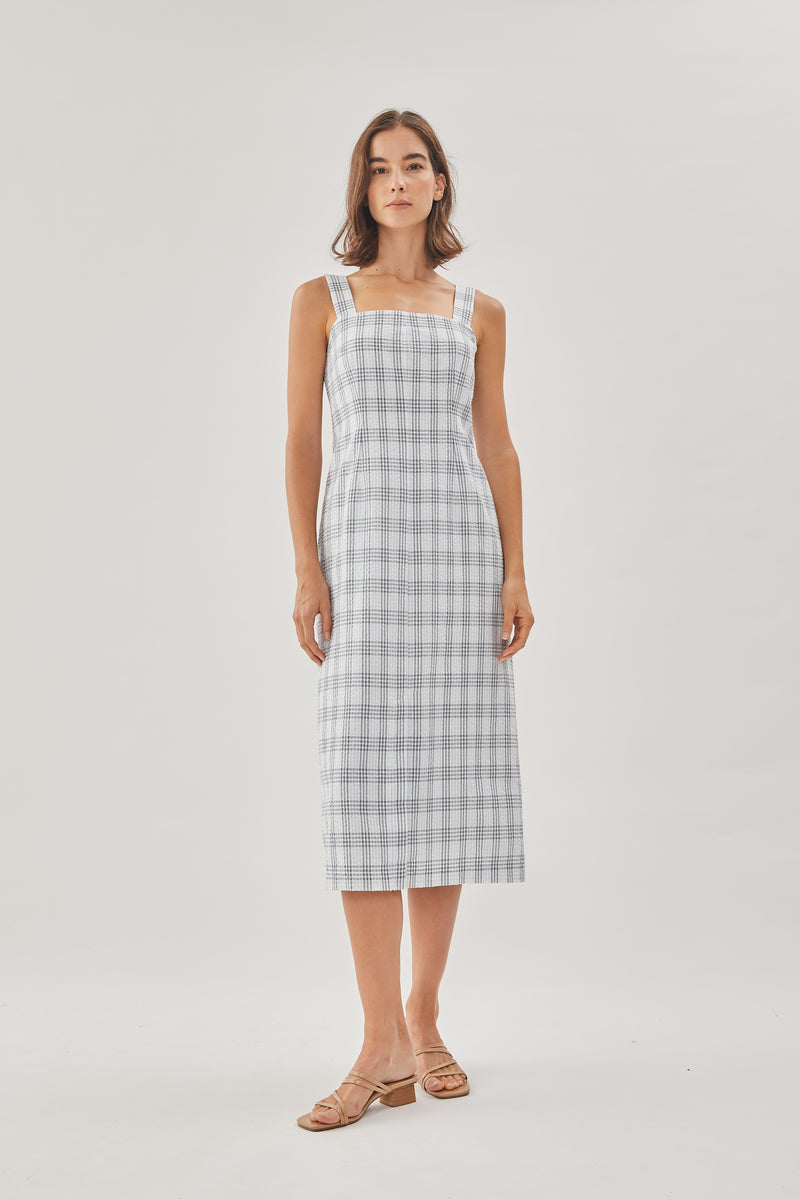 Square Neck Sleeveless Midi Dress in Mist