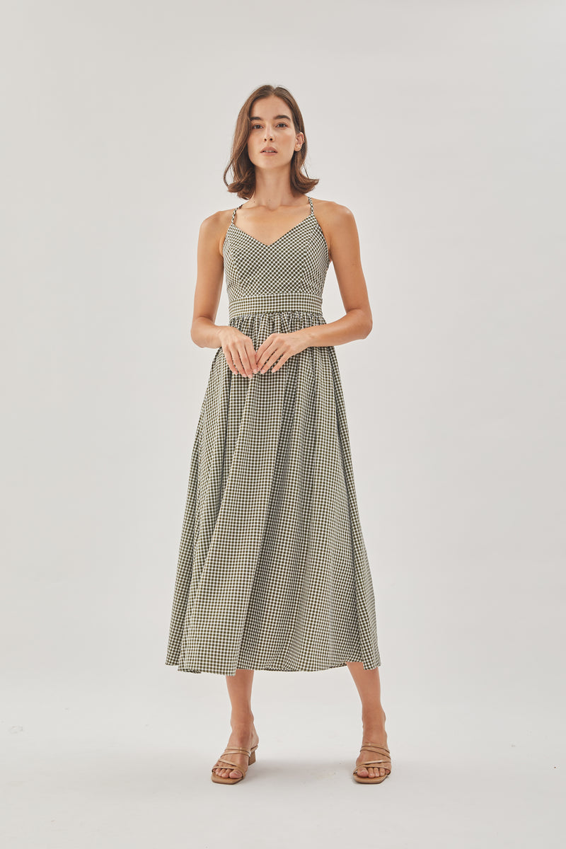 Gingham Maxi Dress in Fern