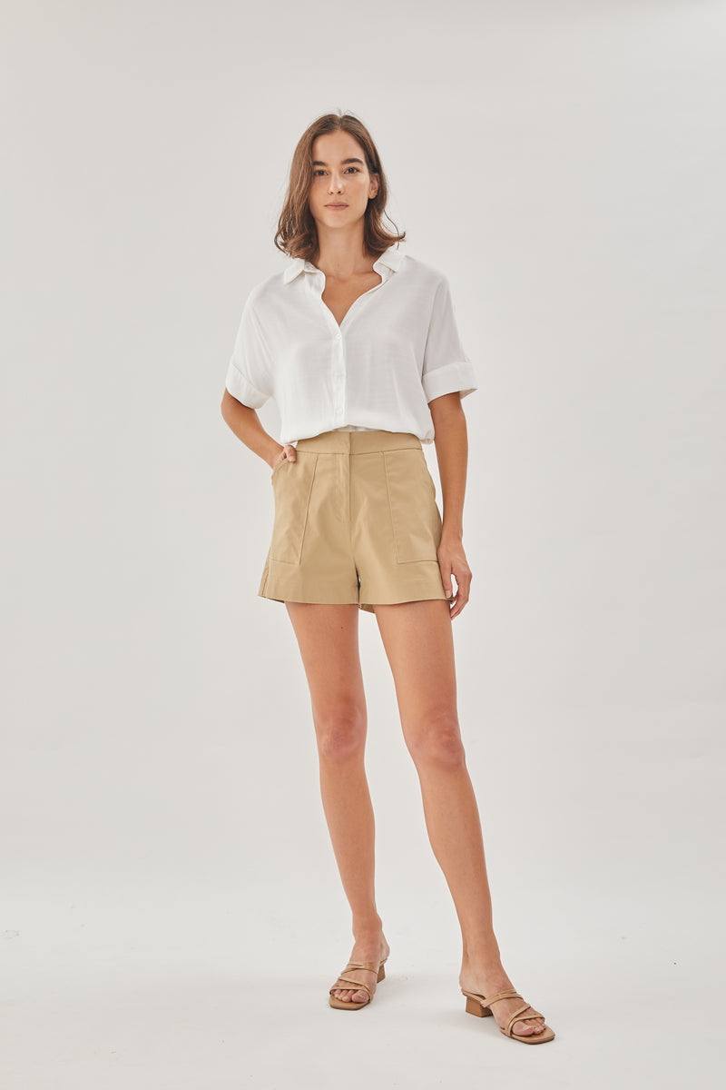 Cotton Blend Shirt in White