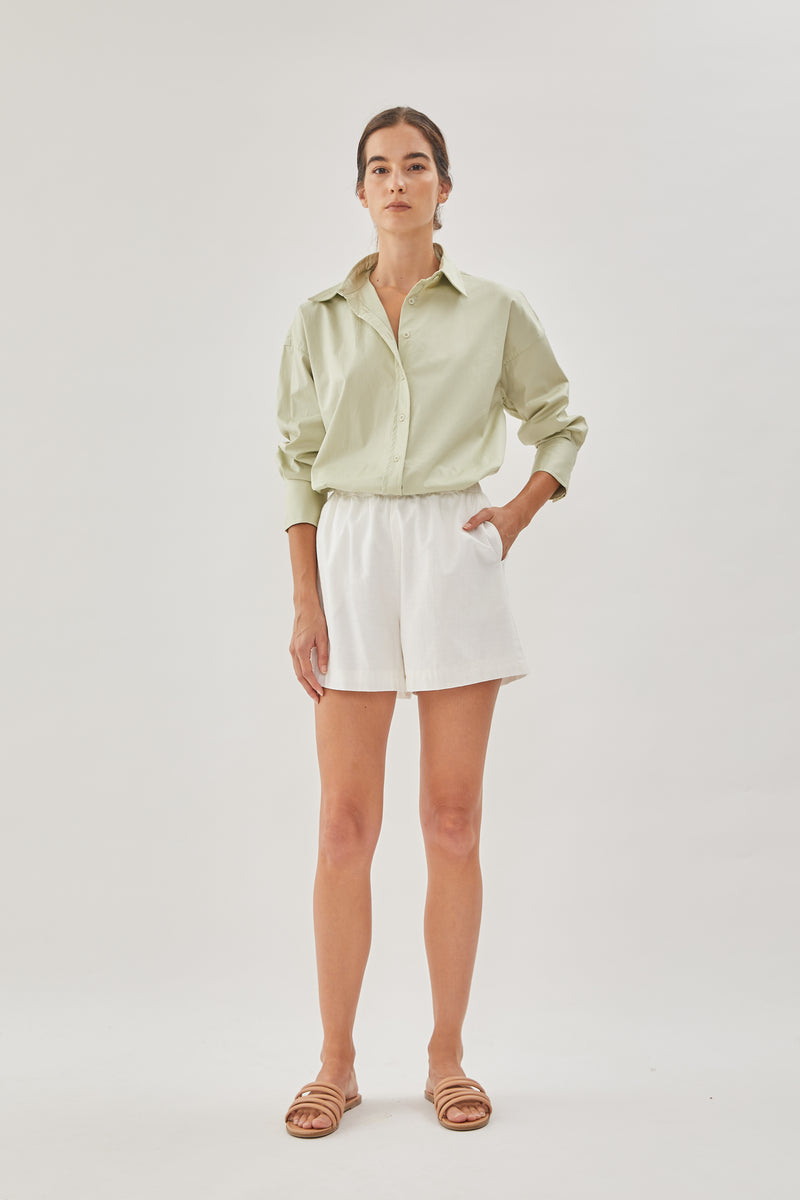 Linen Relaxed Shorts in White