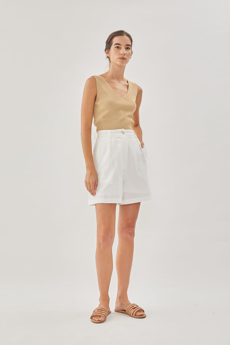 Boxy Long Shorts in White