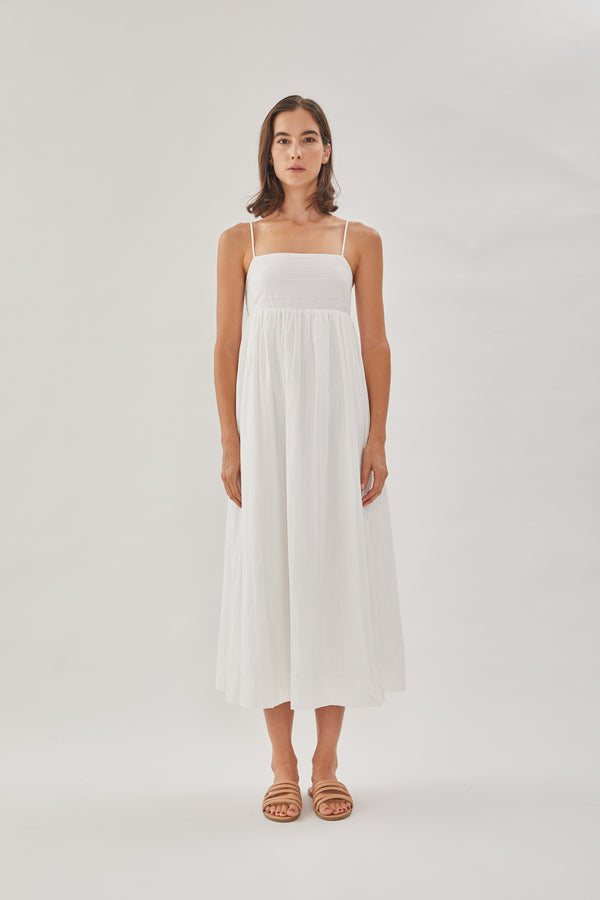 Cotton Cami Midi Dress in White