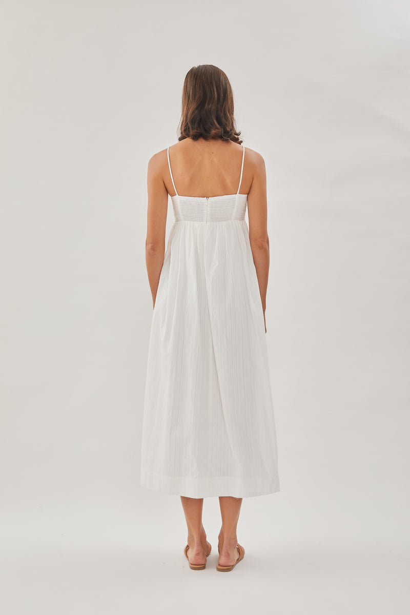 Cotton Cami Midi Dress in White