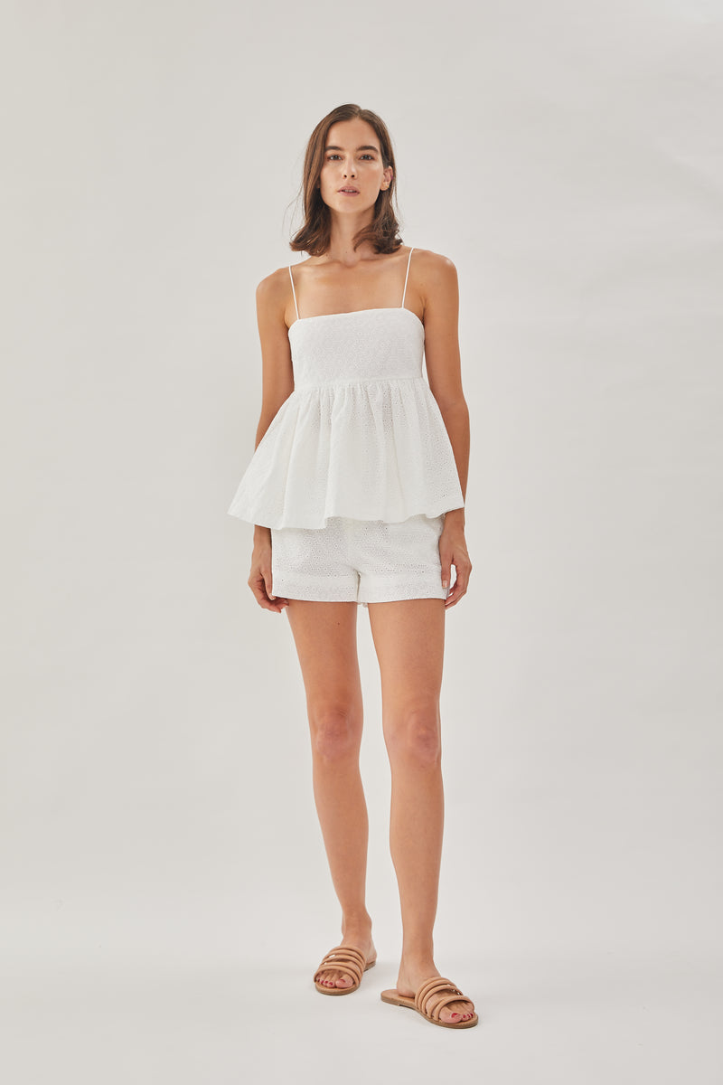 Cotton Crochet Cami Top in White