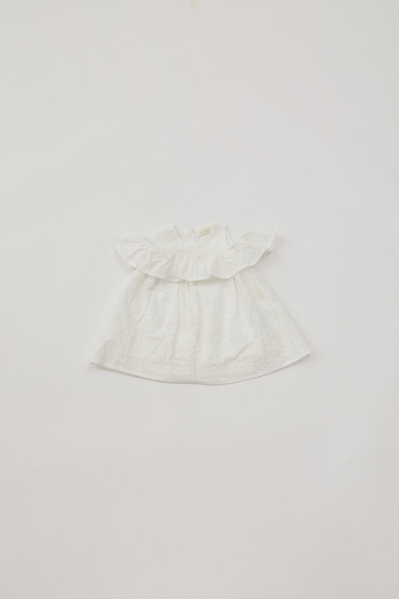 Mini Cotton Crochet Dress in White