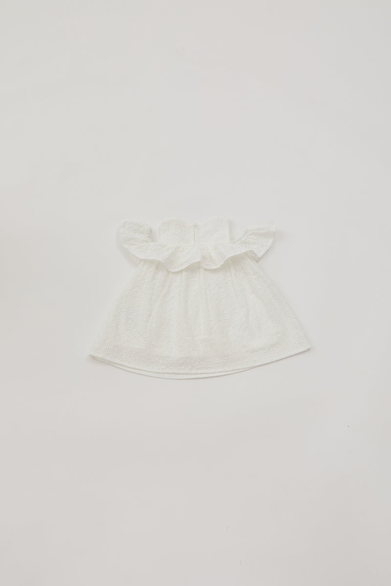 Mini Cotton Crochet Dress in White