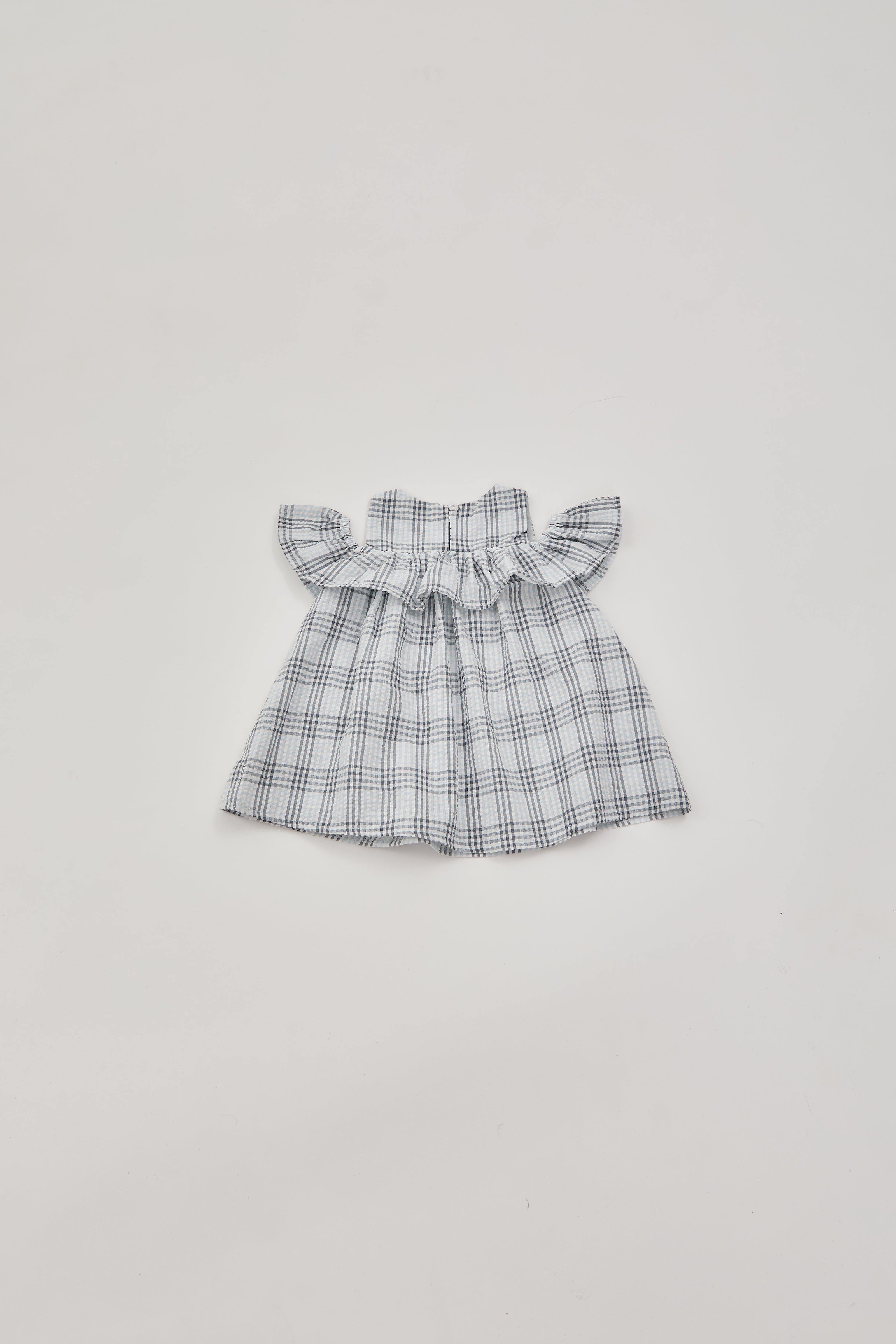 Mini Cotton Seersucker Dress in Mist