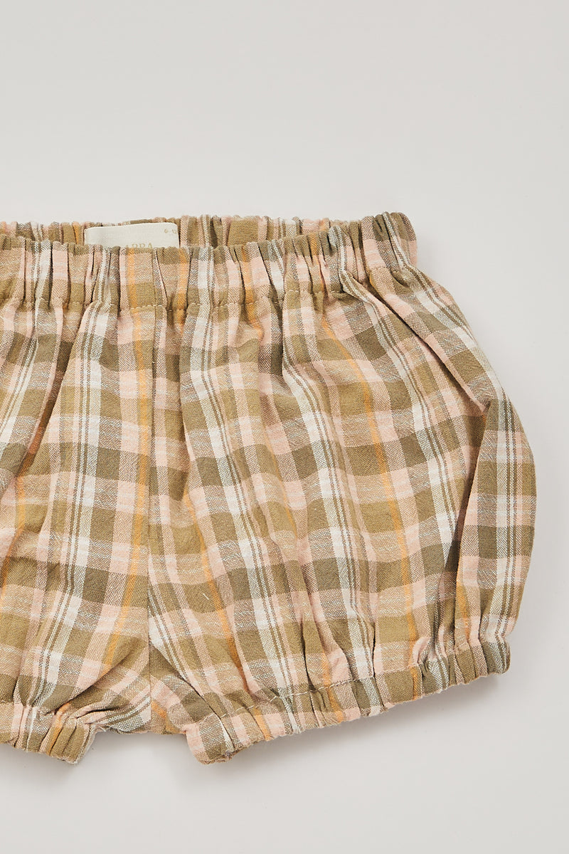 Mini Gingham Bloomer Shorts in Forest
