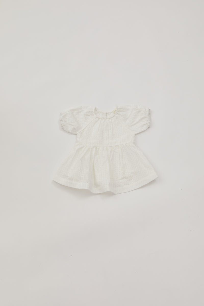 Mini Puffed Sleeved Dress in White