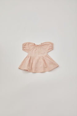Mini Puffed Sleeved Dress in Peach