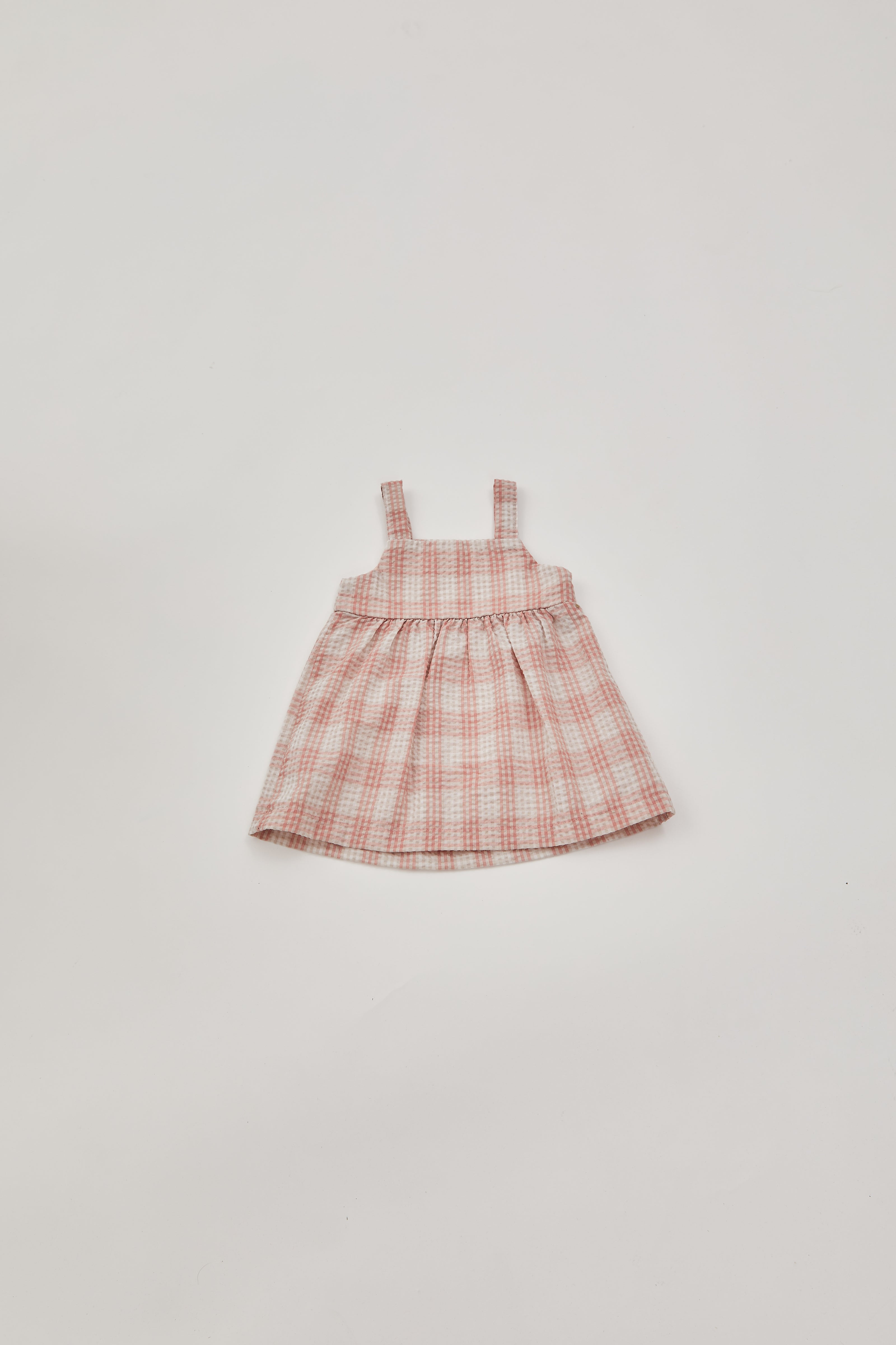 Mini Seersucker Sleeveless Dress in Shell Pink