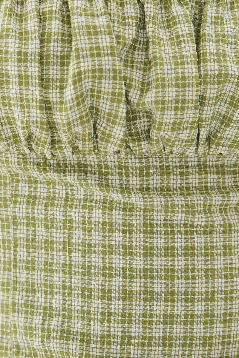 Frill-Trimmed Top in Gingham Fern