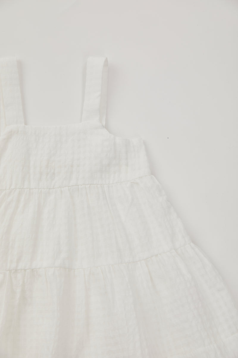 Mini Tiered Dress in Gingham White